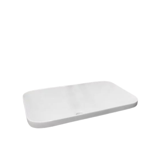 Umywalka wpuszczana – 60cm prostokątna, z niskim rantem, bez przelewu i otworu na baterię. Minimalistyczny design do nowoczesnych łazie