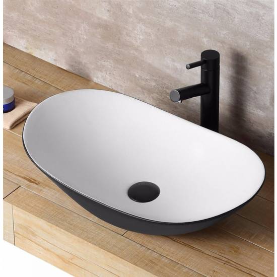 Rea Royal Black Mat White umywalka 62 cm nablatowa  REA-U6600