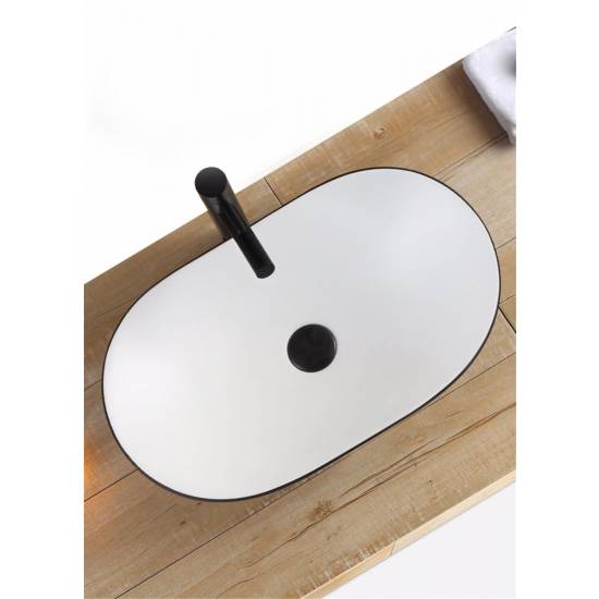 Rea Royal Black Mat White umywalka 62 cm nablatowa  REA-U6600